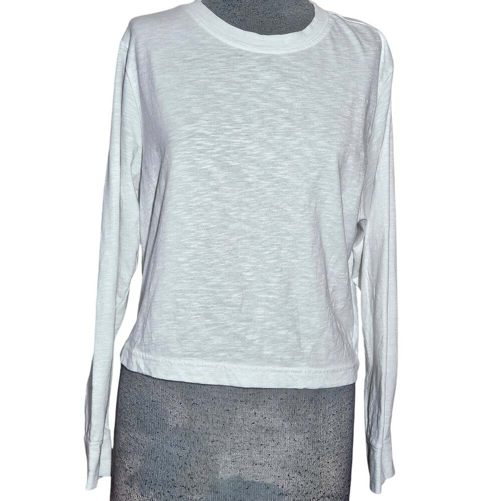 White Cotton Blend Crop Tee Size Small